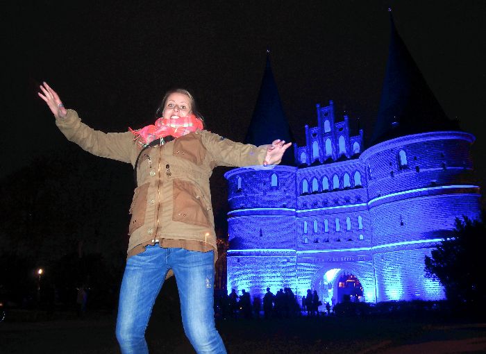 Lübecker Holsten Tor am Weltdiabetestag